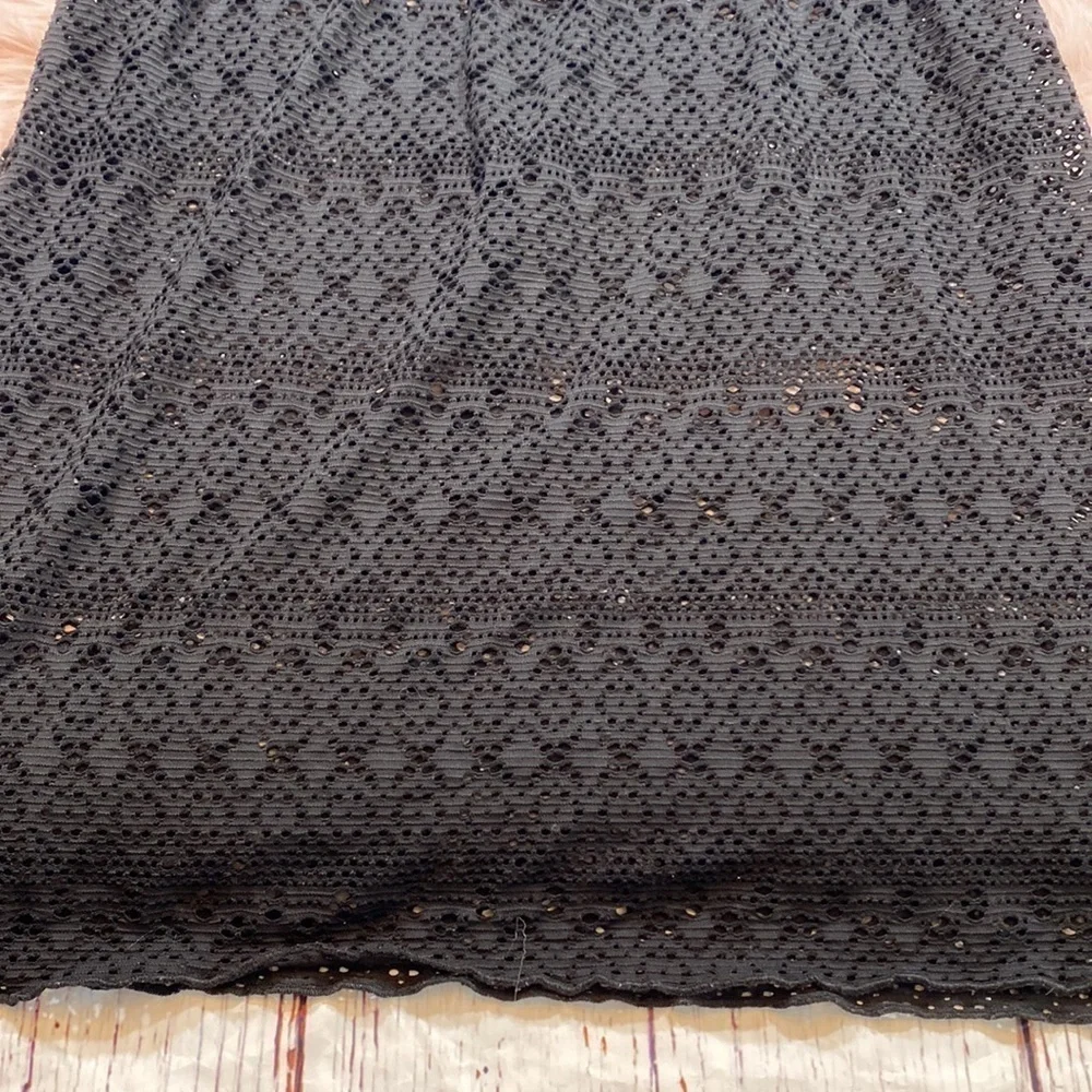 BECCA Swimwear Mesh Short Sleeve Swim Coverup Dress Black sz M-L